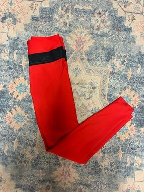 ALO Yoga Red Leggings with Black Waistband